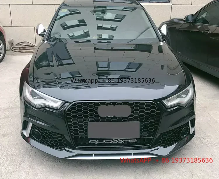 سيارة A6 S6 C7 شبكة سوداء لامعة RS6 نظرة المصد الأمامي العسل شواء مع Quattro لأودي A6 S6 C7 2012 2013 2014 2015