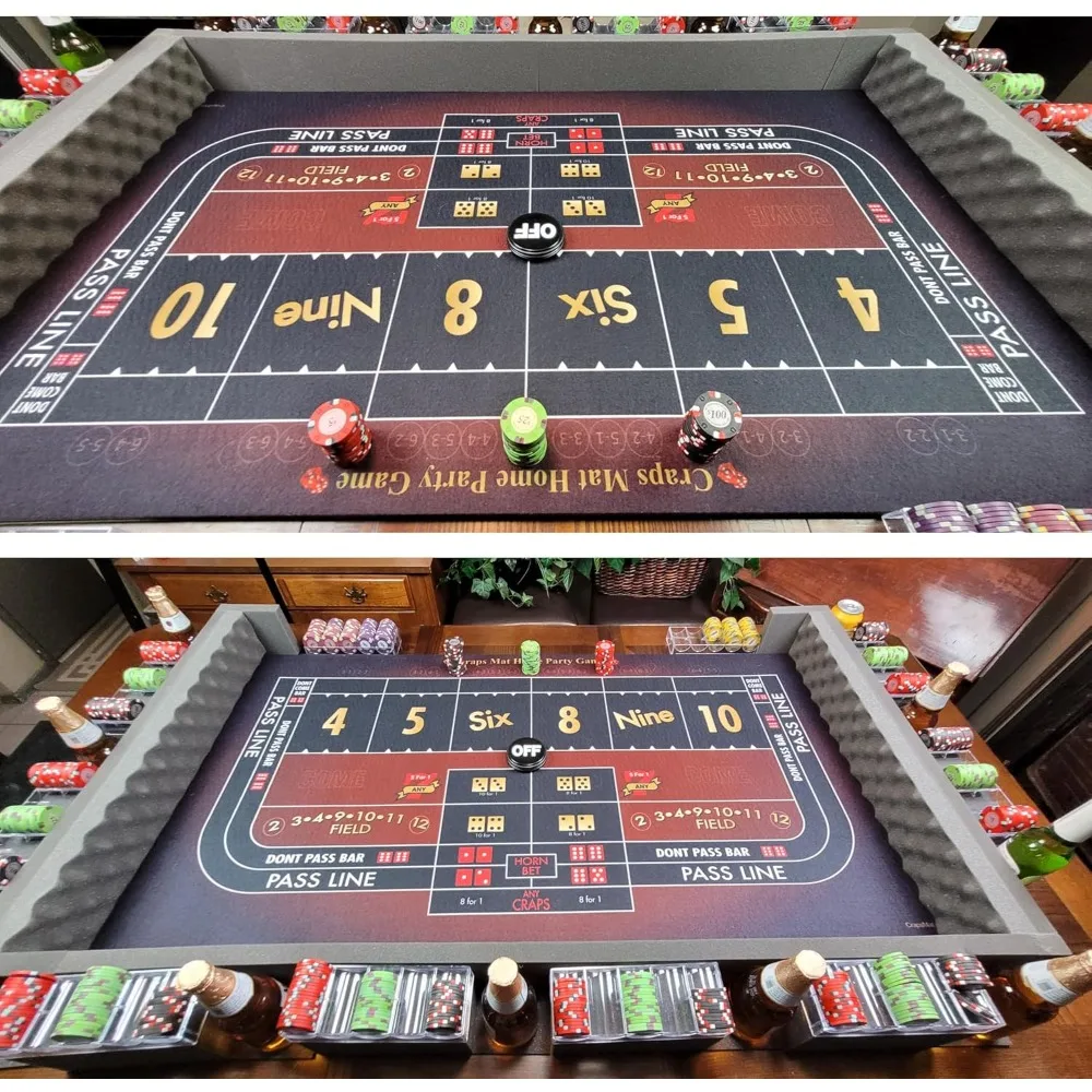 Craps-Matte in Premiumqualität – leicht, tragbar – passend für die meisten Esszimmertische – das ultimative Partyspiel im Home-Stil