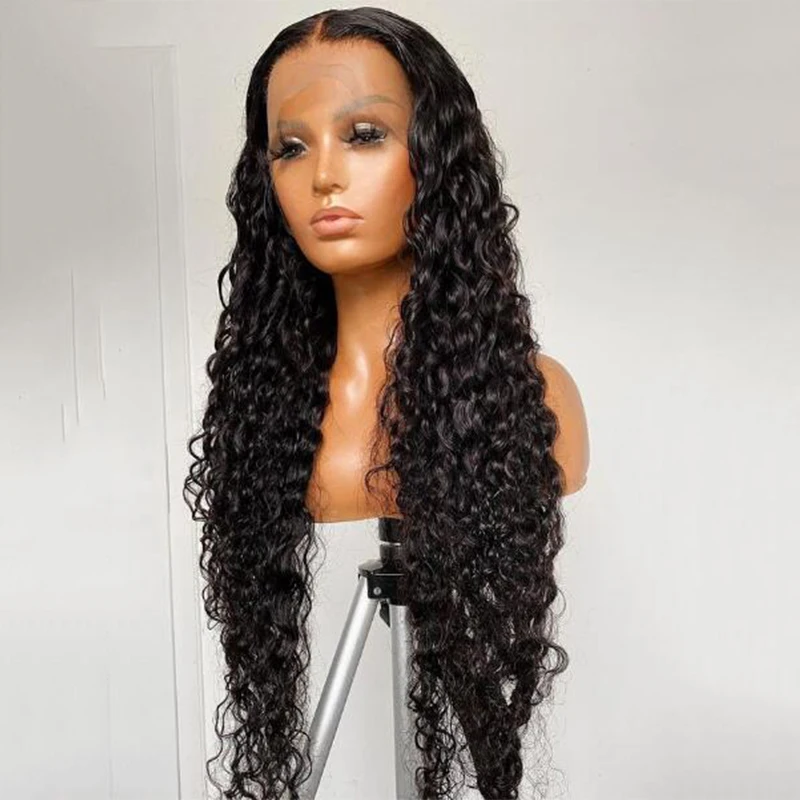 Perruque Lace Front Wig sans colle bouclée crépue longue pour femme, cheveux de bébé noirs naturels, densité 180, doux, préplumé, degré de chaleur, 03/26