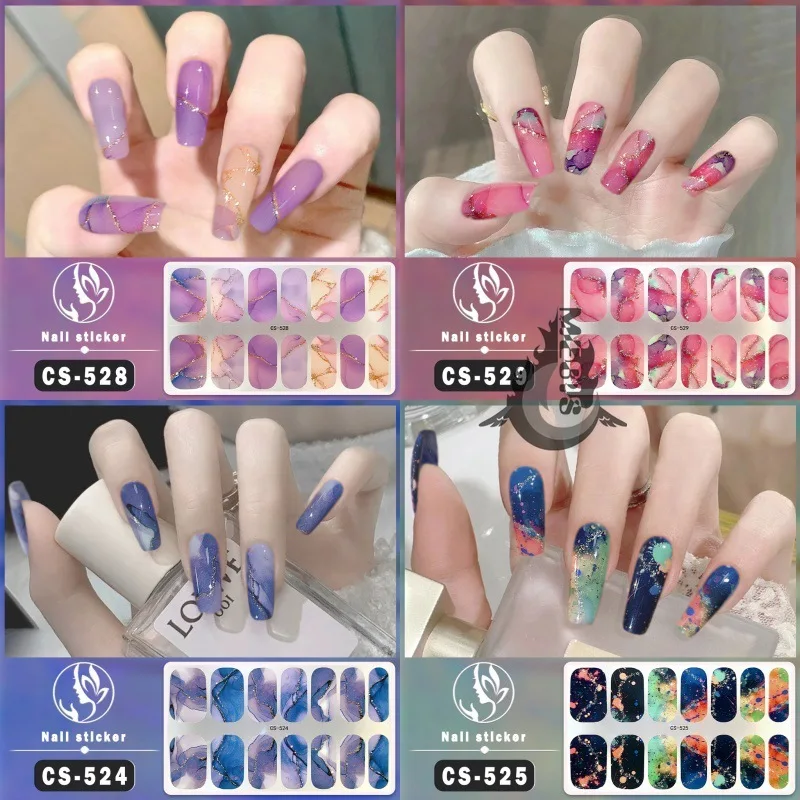 

MEBIS Nail Stickers NoBake Gel Nail Oil Film Waterproof Longlasting Nails Art Nail Sticker Film Marble Pattern Large Color Block