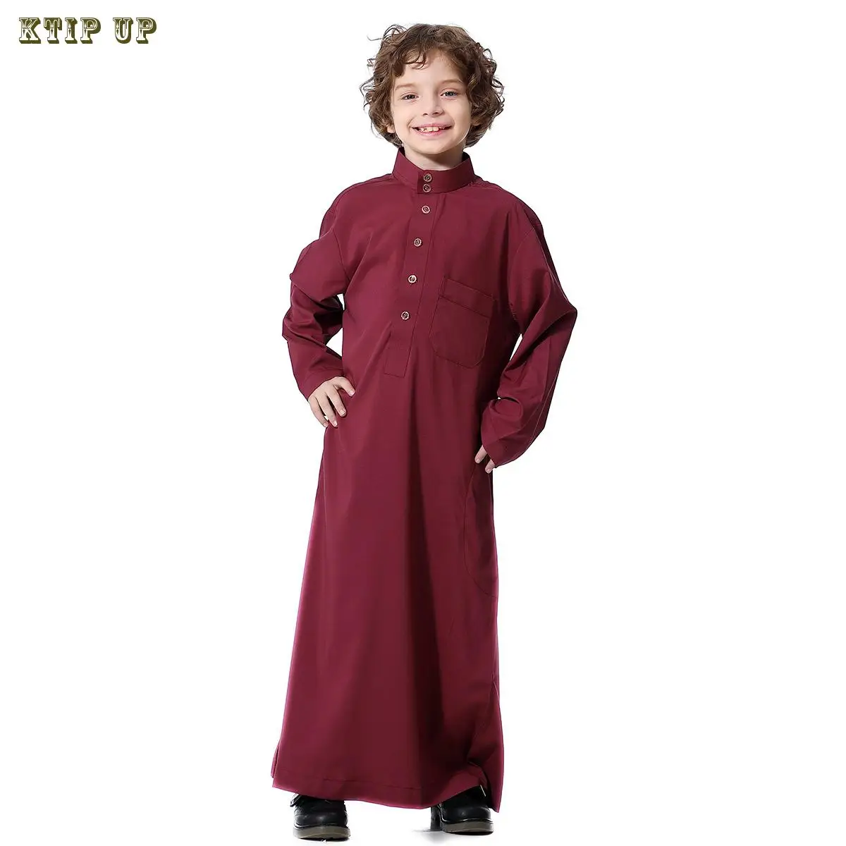 Teenagers Islamic Clothing Boy Middle East Saudi Arabia Abaya Children Jubba Muslim Robe Round Collar Ramadan Costumes Kaftan