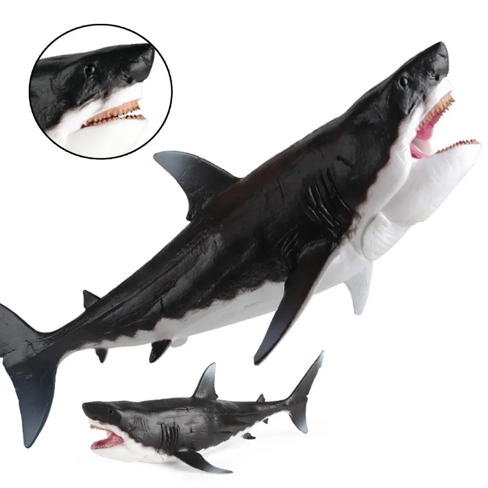 Wild Megalodon Action Figure Toy Realistic Plastic Ocean Animal Statue Handmade Big Shark Fish Model