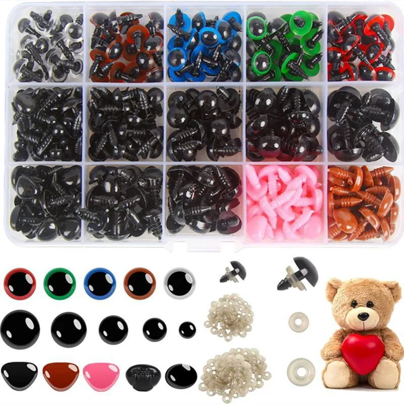 560PCS accessori per bambole bulbo oculare plastica nera peluche occhi di sicurezza Amigurumi per giocattoli 6mm 8mm 12mm fai da te giocattolo