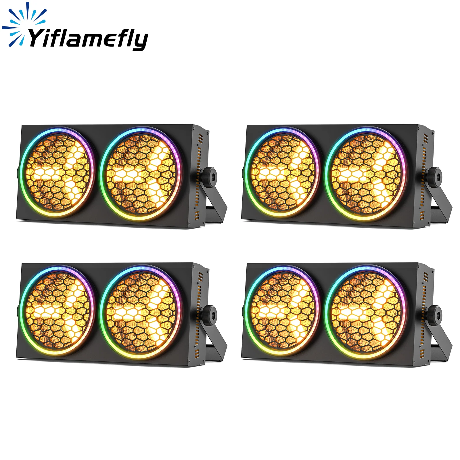 

Yiflamefly 4Pcs 200W Dual Eye Retro Par Lights With Light Strip 60000h Lifespa512 Stage Lights For Party Bar Club Theater events
