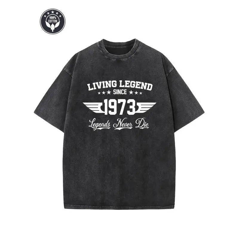 

Vintage 1973 T-Shirt Unisex Washed Retro "Living Legend" Graphic Tee 52nd Birthday Gift Cotton Top Legends Never Die