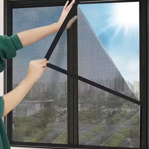 Mosquito-proof screen window, self-adhesive window mosquito net, summer insect-proof door, window mosquito net【BLACK】