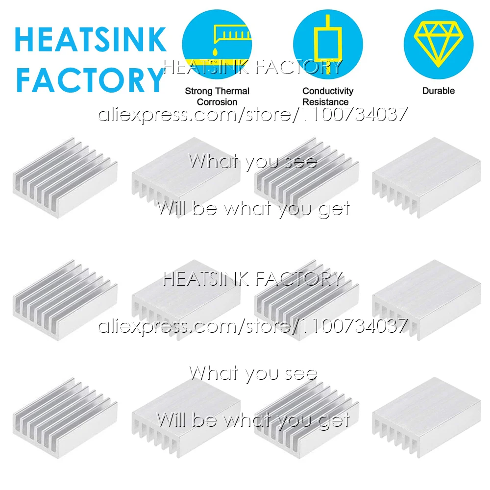 

20x14x6mm Silver Aluminum Heatsink Cooling Radiator for Electronic IC Chip MOS RAM AMD CPU LED Cooler Heat Dissipation