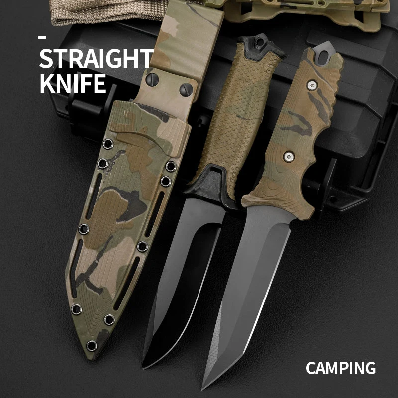 1PC Outdoor camping straight knife, high hardness sharp knife, survival knife tactical fishing camping