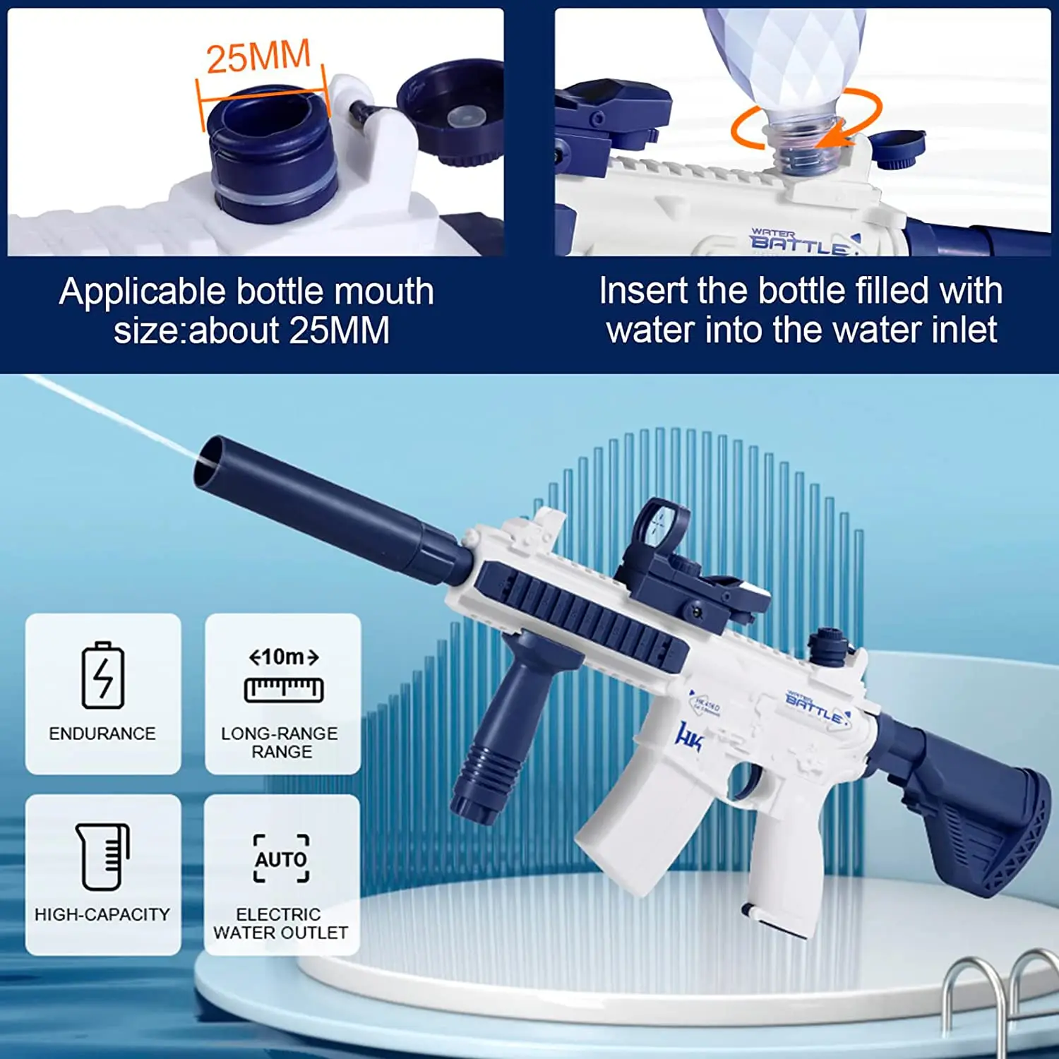 M416 مدفع المياه الكهربائية غلوك كامل التلقائي مسدس لعبة اطلاق النار في الهواء الطلق شاطئ الماء شاطئ لعبة بندقية للأطفال بنين بنات الكبار #6