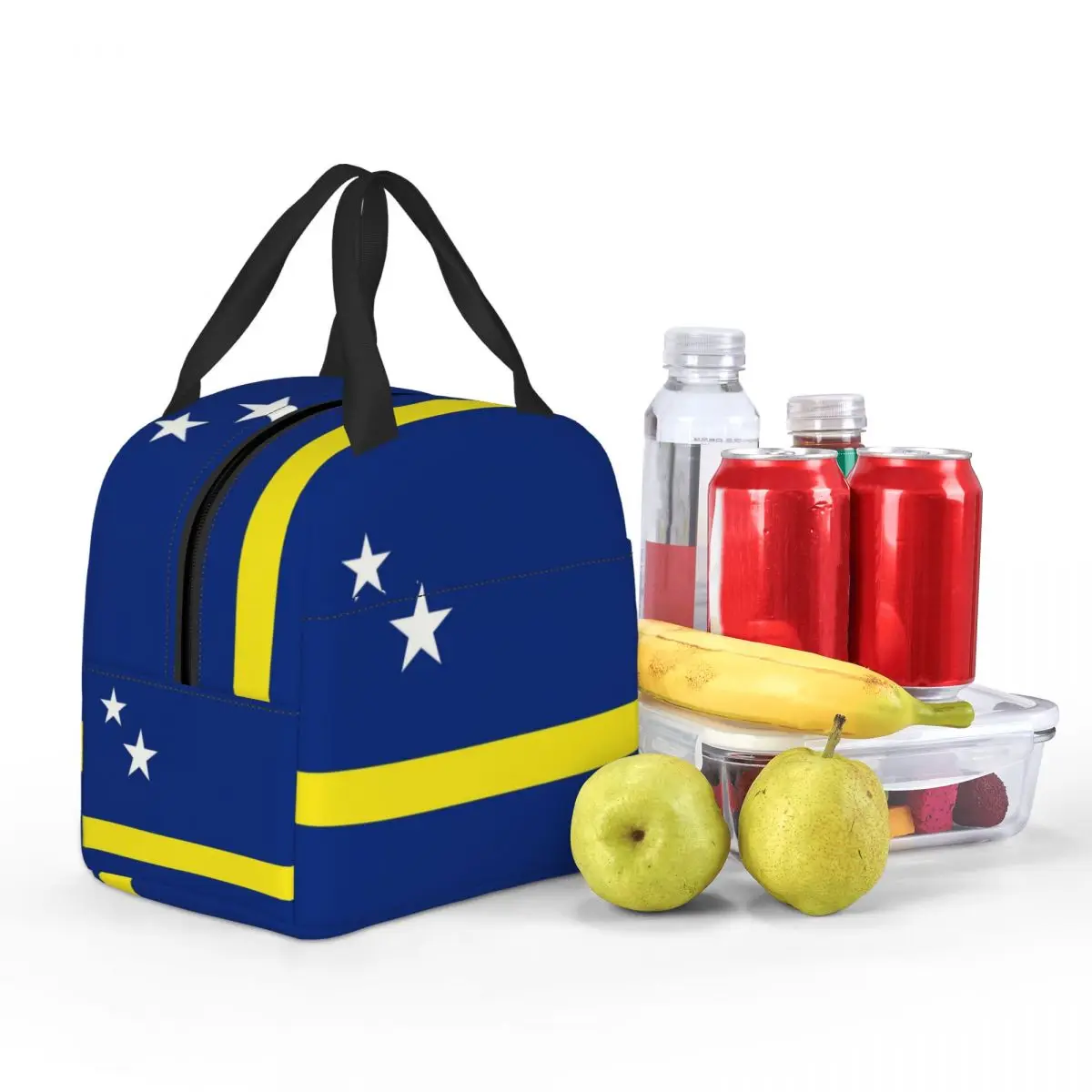 مخصص كوراكاو العلم الحراري معزول أكياس الغداء النساء حاوية الغداء للتخييم في الهواء الطلق السفر صندوق طعام متعدد الوظائف