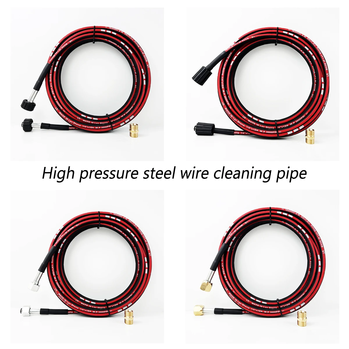 

0.5-50M Double Braided Steel Tube High Pressure Washing Tube Extension Hose M22-14 Filament Joint is Suitable for Karcher K2-K7