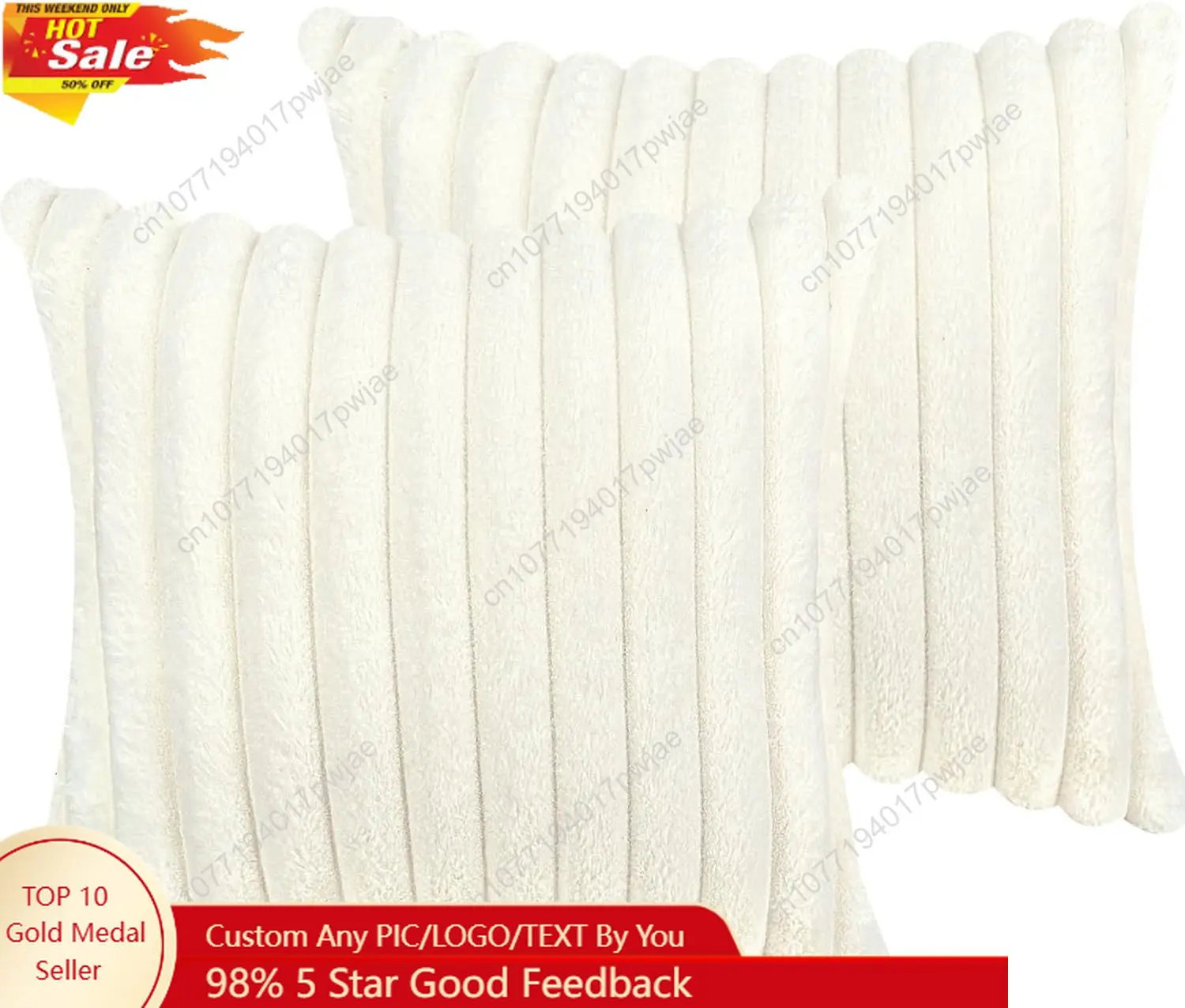 

18x18 Throw Pillow Covers Set of 2, Decorative Faux Fur Covers for Bed, Couch Soft Fluffy Pillow Cover with Velvet Back for Livi