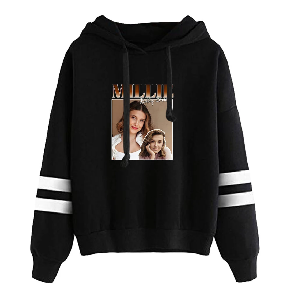 

2026 Millie B Brown Hoodie Unisex Pocketless Parallel Bars Sleeve Sweatshirts Men Women Hoodie Free Shipping Casual Style Clothe