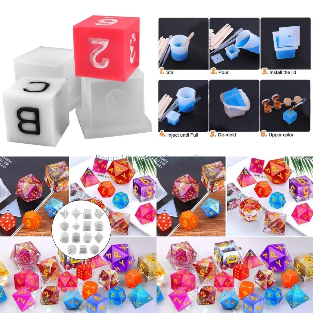 

U4LF 15 форм нерегулярных кубиков, форма для эпоксидной смолы, многофункциональная силиконовая форма для цифровых игр
