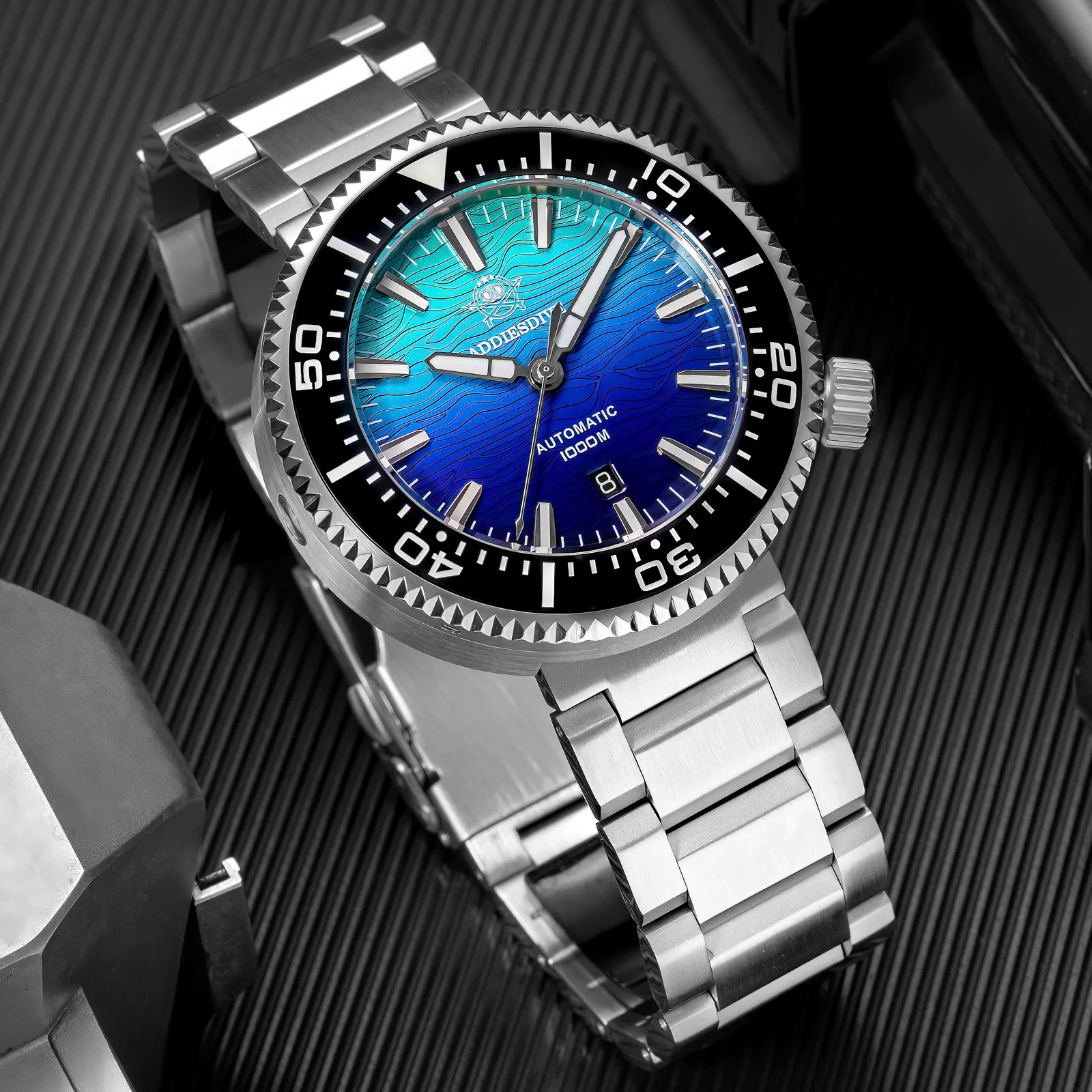 ADDIESDIVE New Men Diver Watch Sapphire Glass 1000m Waterproof Stainless Steel Ceramic Bezel Automatic Mechanical Watches AD2526