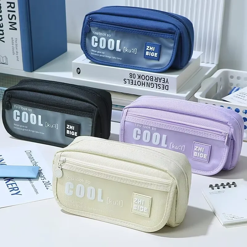 Large Capacity Multi-layer Pencil Case Ins Stationery Box Student New High-value Girls Pencil Case Simple Flip Pen Case