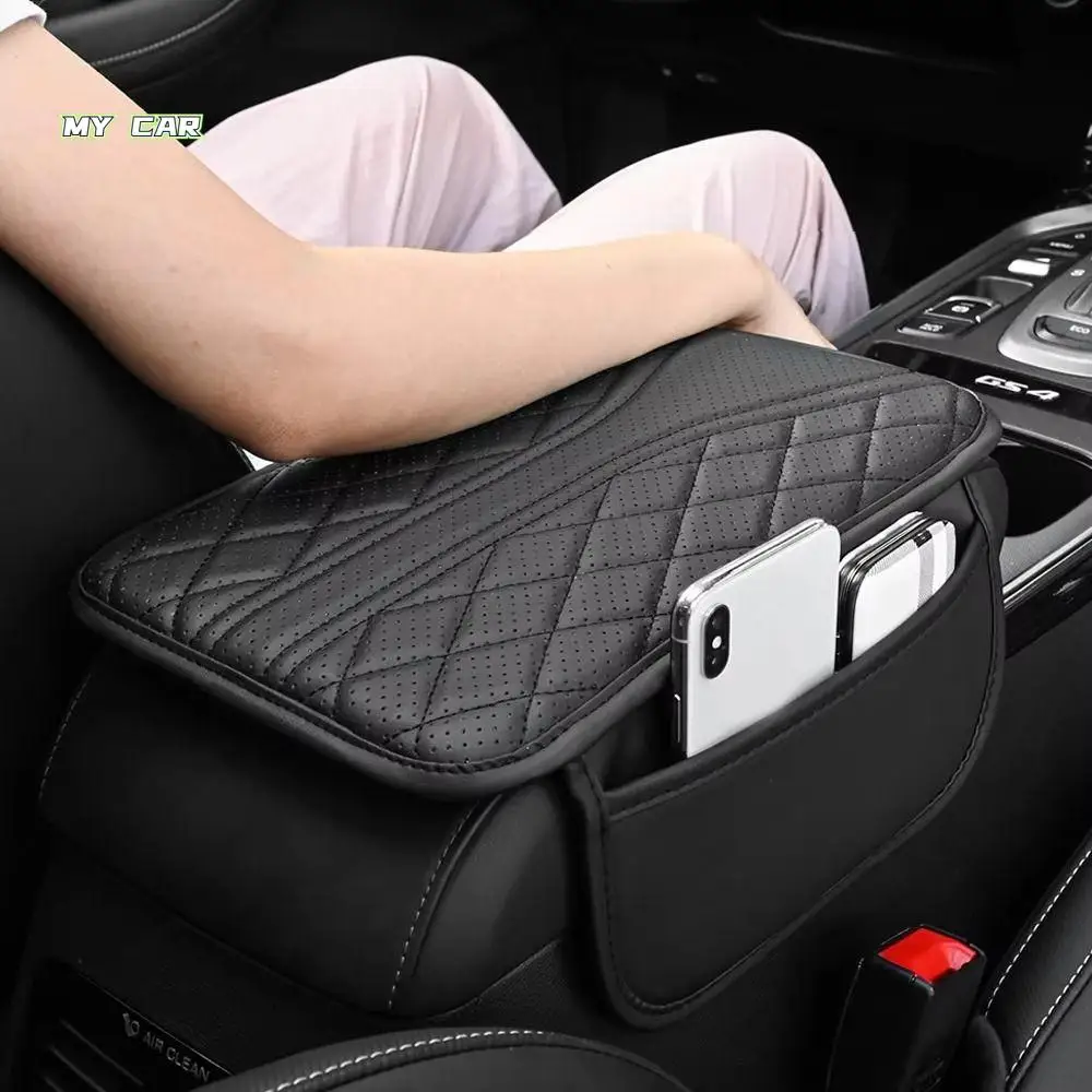 

Universal Leather Armrest Box Cushion Elastic Storage Heightening Pad Sponge Height Pad Interior Accessories Car