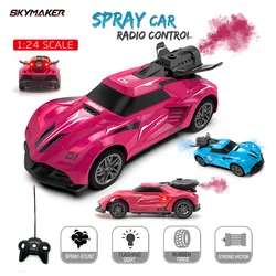 RC Car 1/24 2.4Ghz zdalnie sterowany pojazd wyścigowy 2WD z oświetleniem LED Spray Smoke Stunt elektryczny pilot zabawka samochód dla dzieci