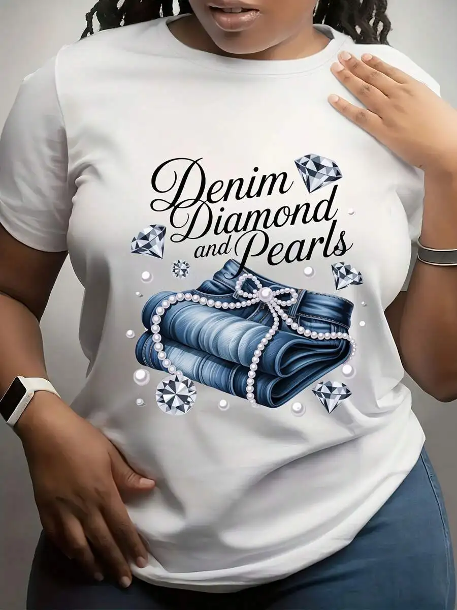 

Plus Size Short Sleeve Crew Neck Top For Women Cotton Blend Casual Loose Fit All Season