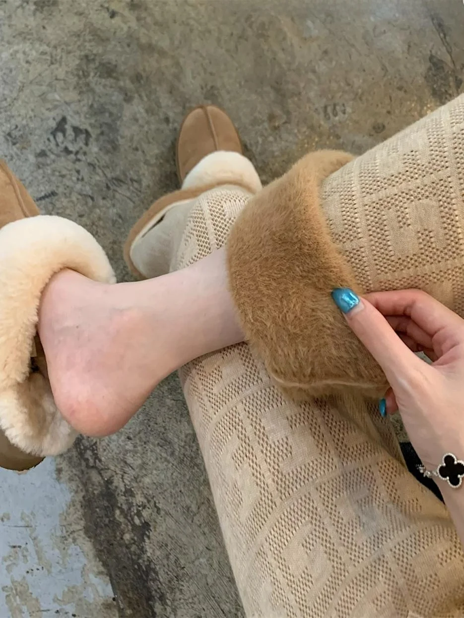 

Upade Version 30 Women's Knitted Fce Lined Pants Warmth Casual Trousers Autumn Winter New Arrival Polyester Blend