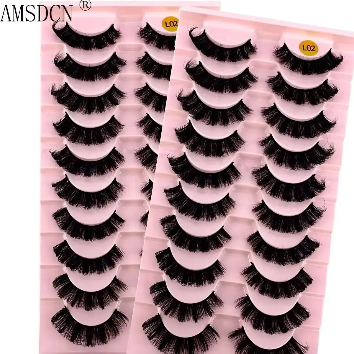 AMSDCN NEW 10Pairs 3D Mink Lashes  Hybrid D Curl Short Fluffy Eyelashes Natural long Soft Wispy Cross False Eyelashes Makeup