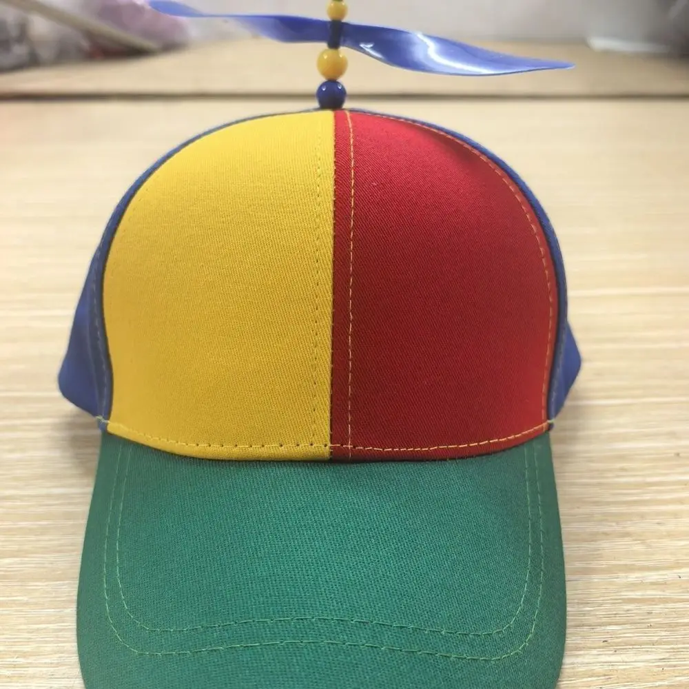 Abnehmbarer Propeller-Baseballkappe aus Baumwolle, Farbblock-Design mit Bambus-Libelle, Regenbogendesign, verstellbar – Detail 11