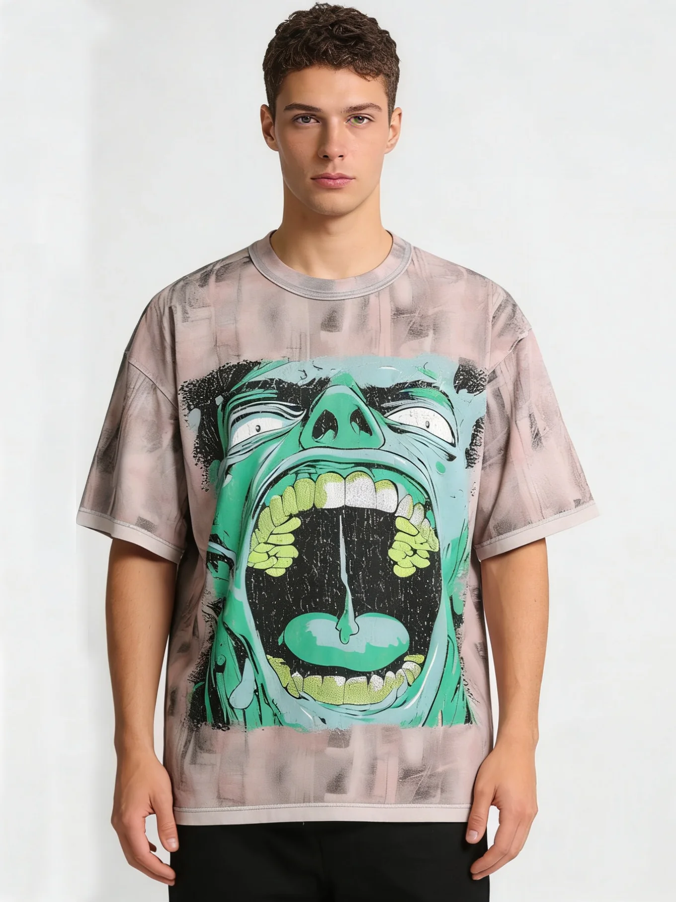 

Редкая винтажная футболка Rare Peace American High Street Green Giant с коротким рукавом, украшенная стразами, из чистого хлопка, модный бренд, унисекс, размер S