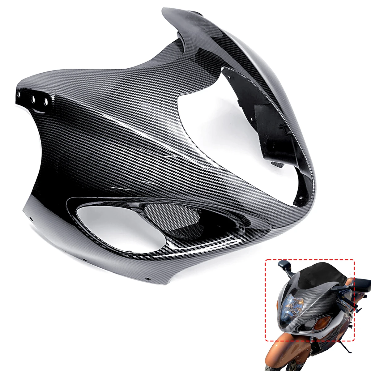 Carbon Fiber Pattern Front Nose Headlight Fairing Cover Cowl for suzuki hayabusa gsx-1300r gsx1300r 1999-2007