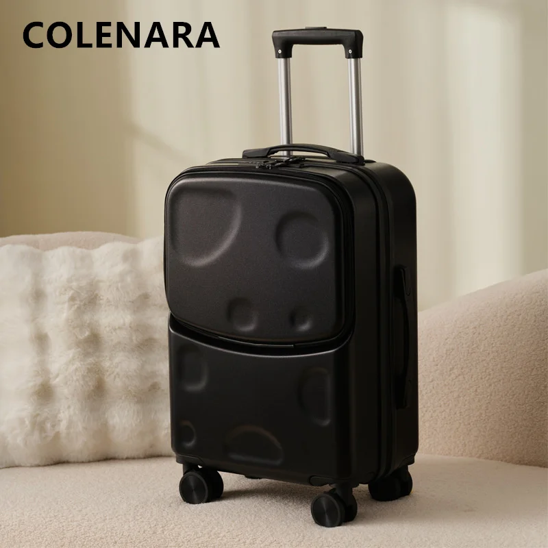 COLENARA New 20"22"24"26Inch Suitcase ABS+PC Boarding Box USB Charging Trolley Case Front Opening Handheld Travel Luggage