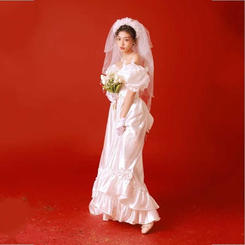 

Retro Hong Kong Style Wedding Dress Studio Photo Art Portrait Clothing Personal Teenage Girl Photography Costume Fashionable ...
