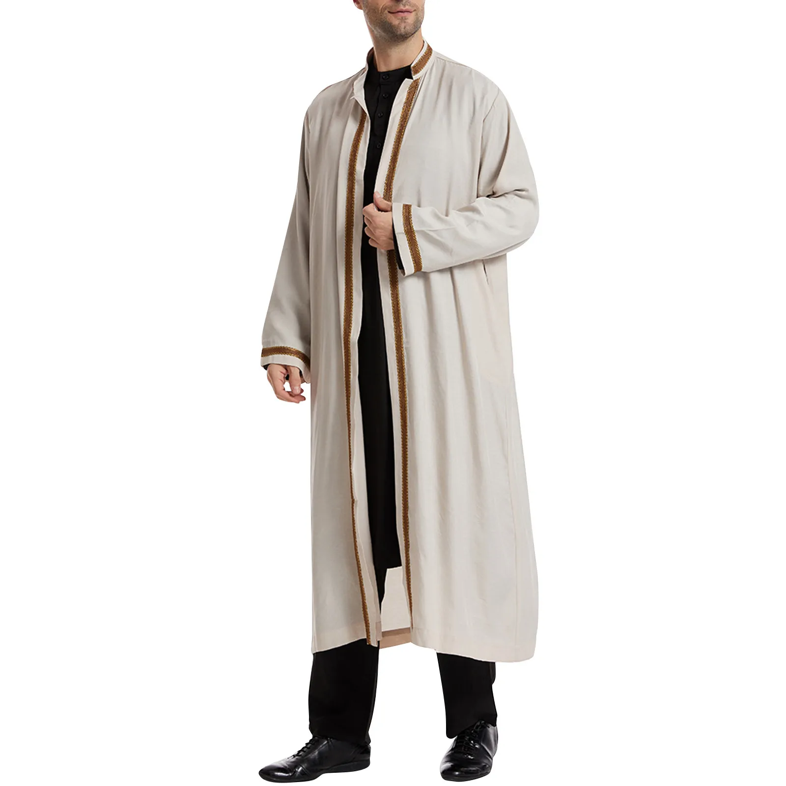 Eid Cardigan Moslim Mannen Mens Abaya Lange Jurk Islamic Ramadan Kimono Lange Gewaad Saudi Arabische Musulman Gewaad Dubai