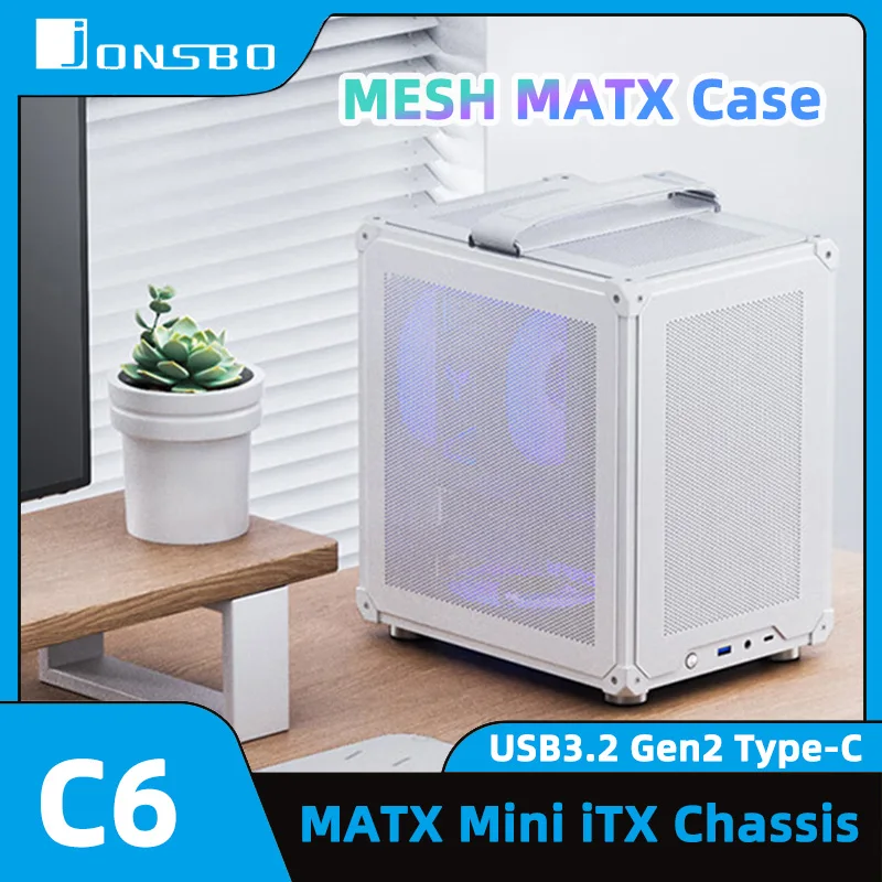 Jonsbo-mini Desktop pc Case Mesh Boards Portáteis Tipo-c Chassis Pequeno para Fonte de Alimentação Atx Casa e Escritório Itx e M-atx ± 185 mm