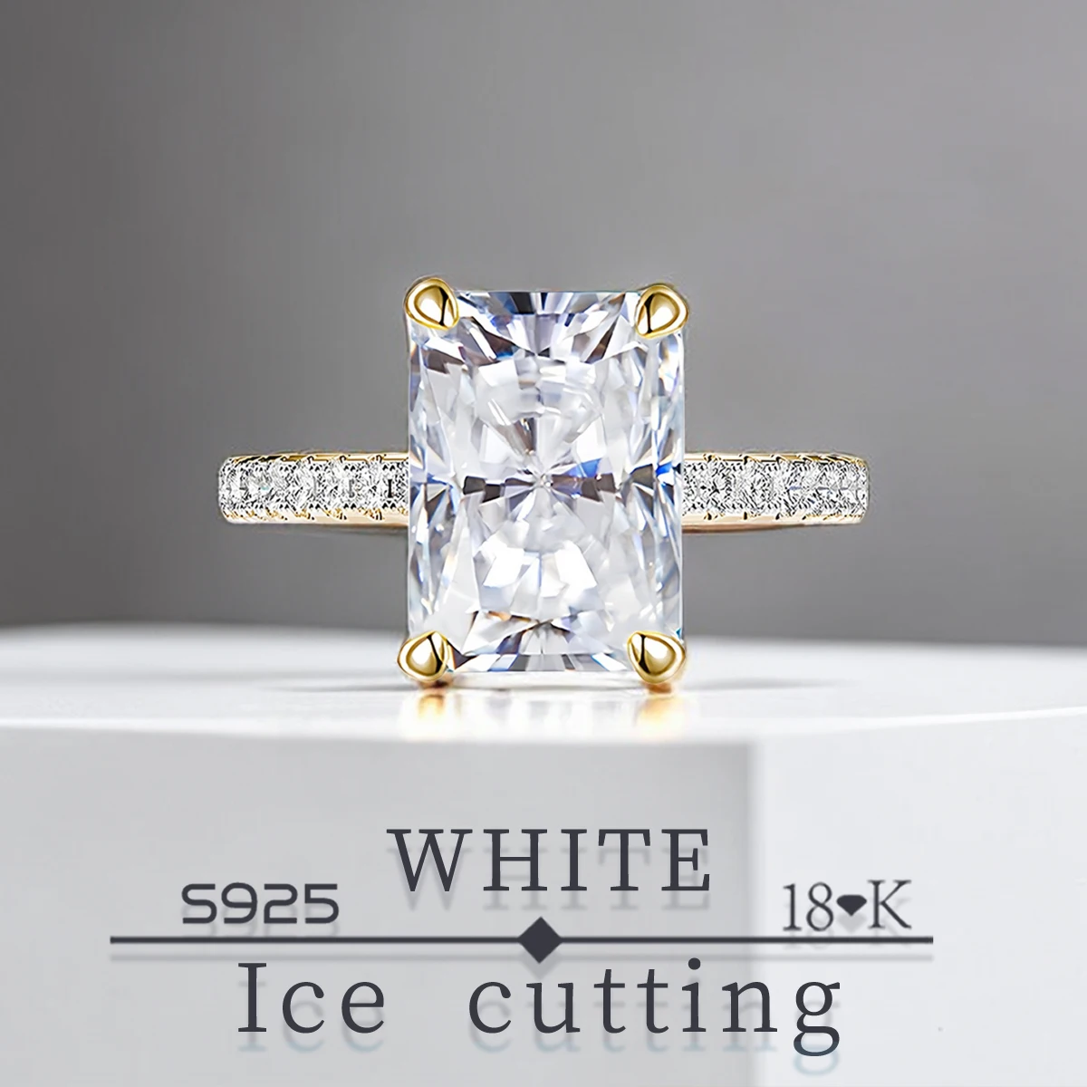 

S925 Sterling Silver Fine Quality 3.5carat White Zircon Sparkle 5A Good quality Ice Cut Ladies ring