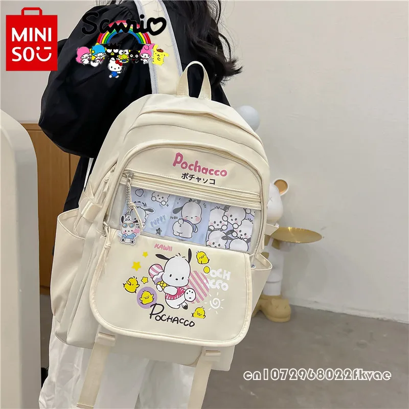 Miniso Pochacco-mochila escolar de alta calidad para mujer, morral informal de dibujos animados, gran capacidad, a la moda, novedad