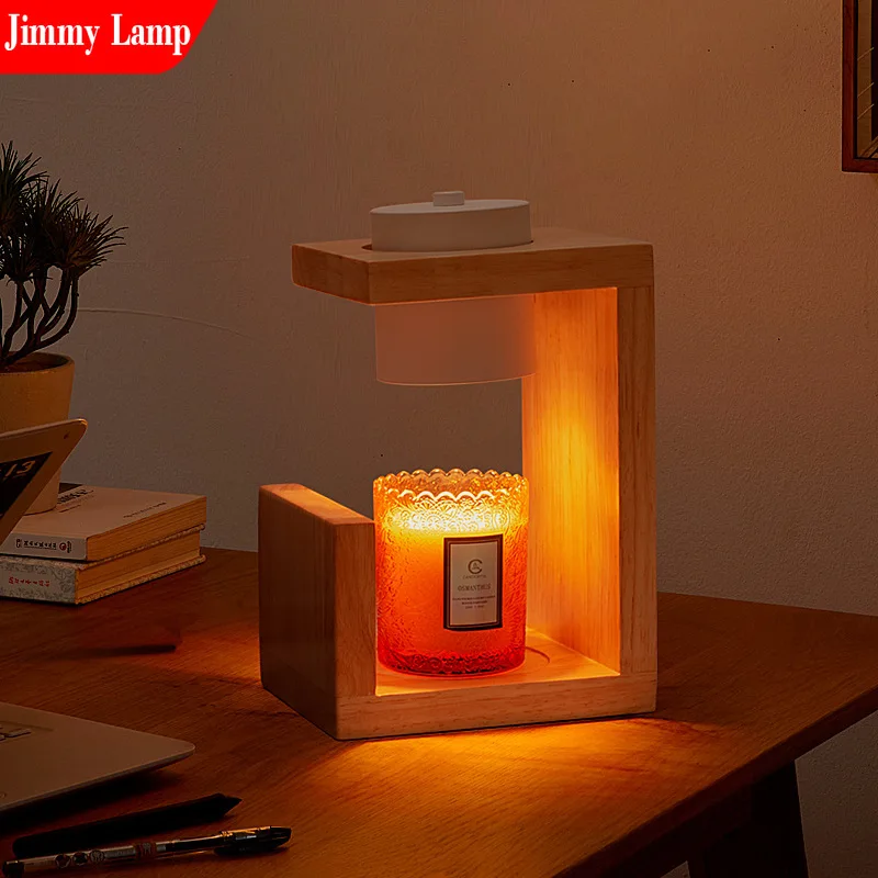 

Nordic Wood Desk Lamp Aromatherapy Melt Candle Lamp Smokeless for Bedroom Bedside Table Night Light Decorative Lighting Fixtures