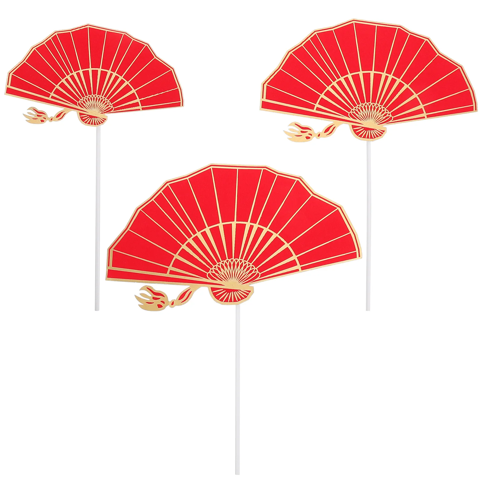 

Fan Shaped Cake Toppers Plastic Paper Grade Chinese Style Decorative Inserts Birthday CD Parties Cake Decorations