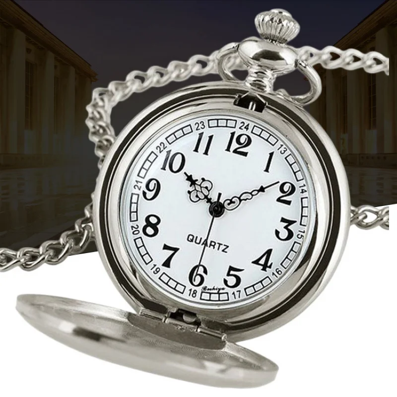 In Stock Fashion Classic Black Double Display Retro Quartz Pocket Watch Factory Sales Large Pocket Watch Watch