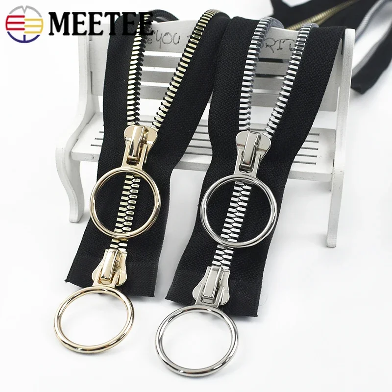 5# 8# 60-100cm Double Sliders Resin Zippers Open-end O Ring Puller Jacket Bag High Quality Zip Repair Kit DIY Sewing Accessories
