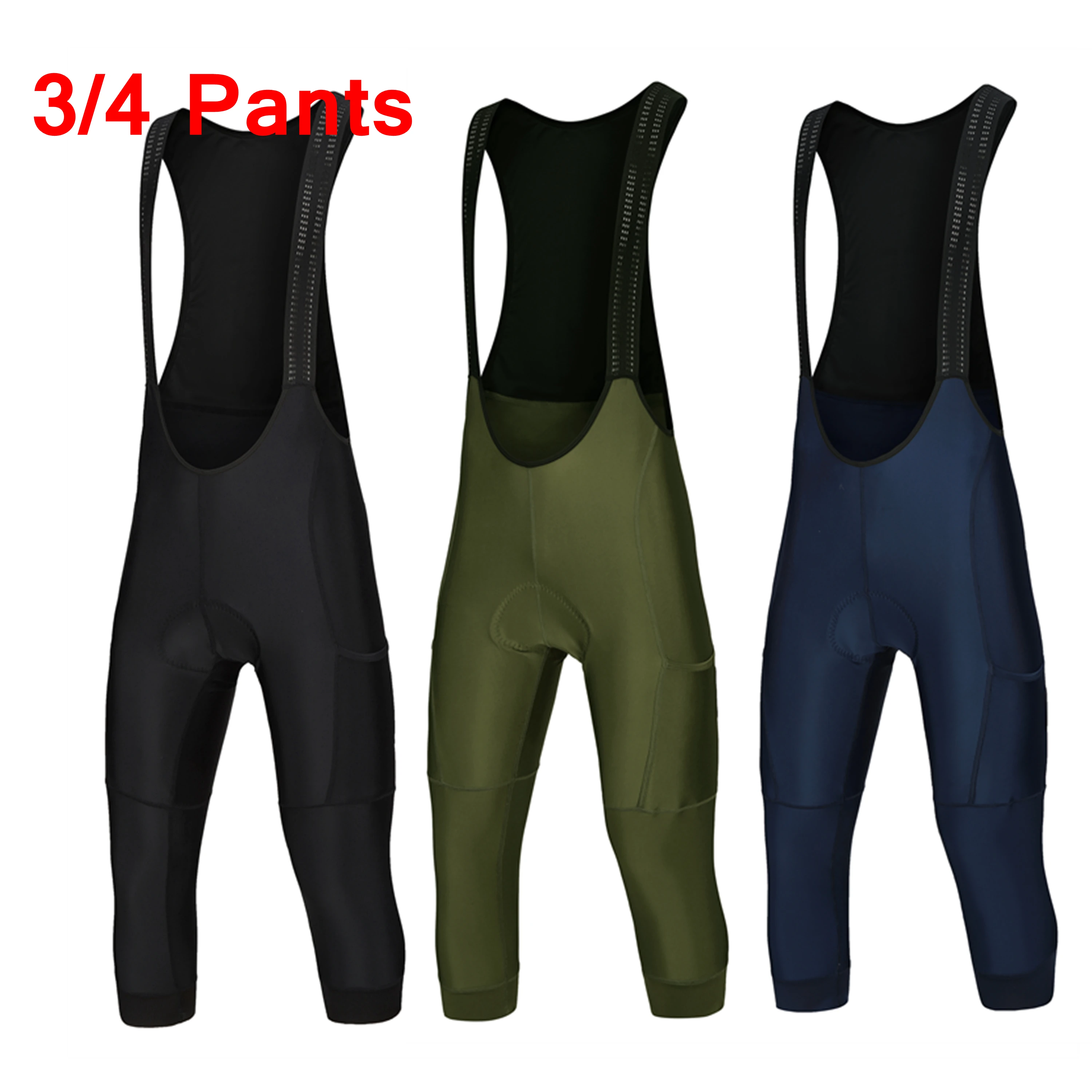 Rsantce 2024 Men 2 Pockets 3/4 Cycling Bib Shorts Summer Spring Autumn Bicycle Pants Bike Mtb Clothing Trousers