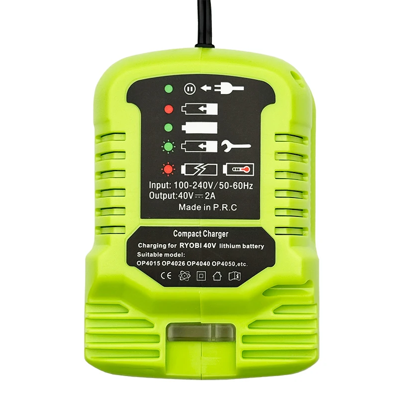 Portable Li-ion Battery Charger Compatible with For Ryobi 40V OP4015,OP4026 Li-ion Batteries Compact Charger with LED Indicator