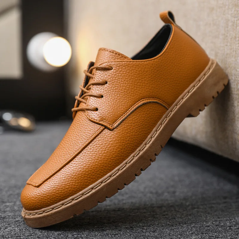 Italian Leather Casual Shoes Men's Lace Up Oxford Shoes Outdoor Jogging Shoes Office Men's Dress Shoes