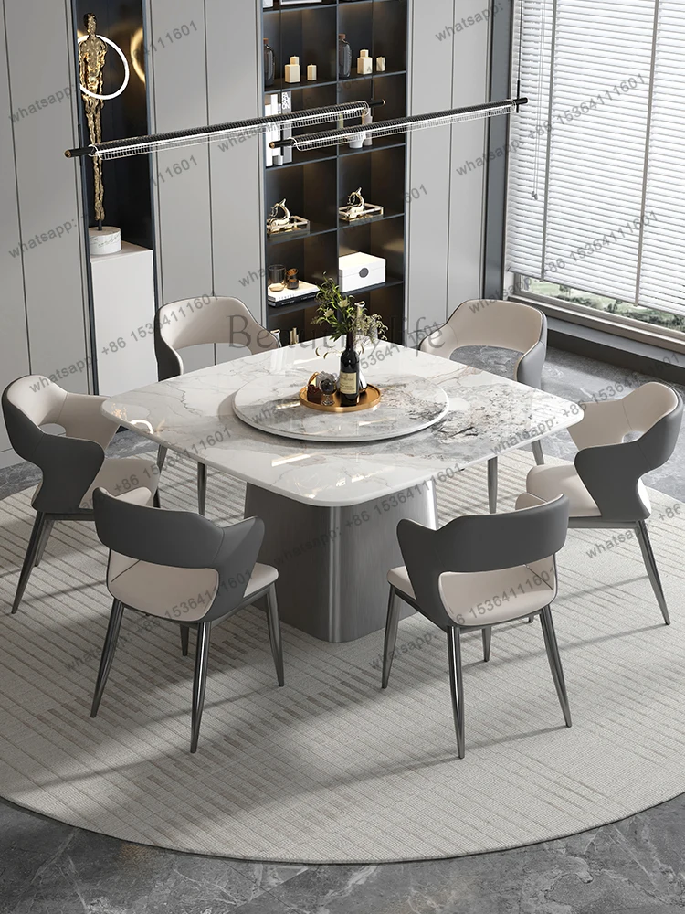 

Italian slate dining table, square for small household apartments, modern light luxury dining tables