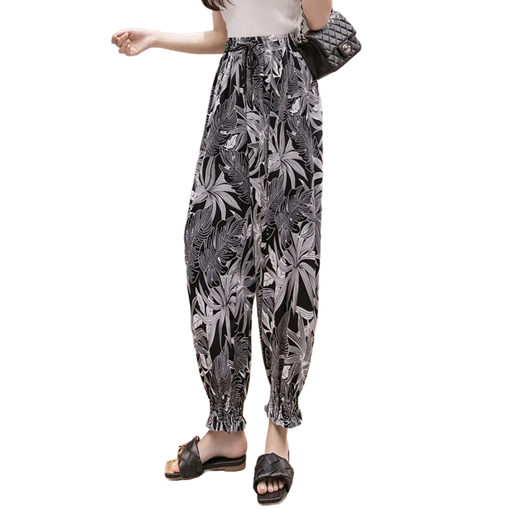 Pantaloni larghi da spiaggia Pantaloni anti-zanzara Pantaloni alla caviglia in tessuto poliestere 90 Pantaloni da donna