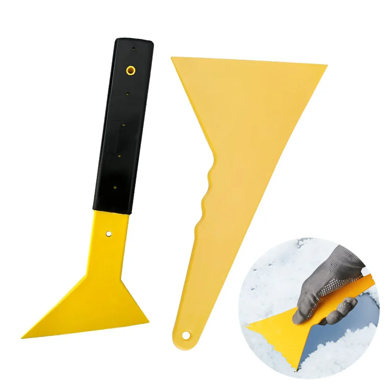 

Car Windshield Snow Frost Ice Removal Shovel Scraper Cleaning Tool Triangle Window Tinting Squeegee with Non-Slip Long Handle