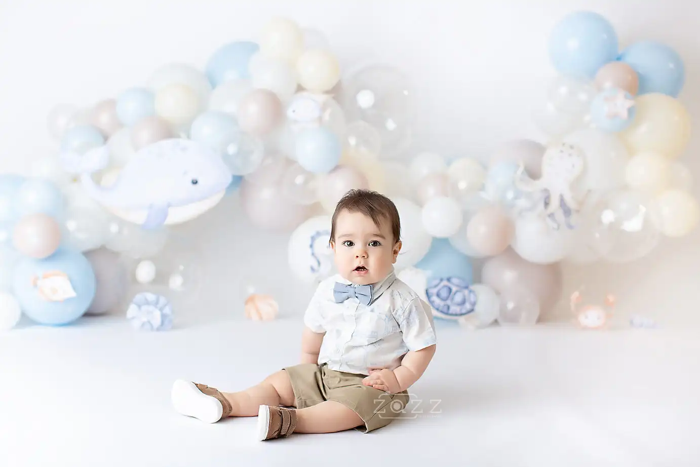 Blue Sea Balloons Arch Backdrops Kids Baby Birthday Cake Smash Photocall Decors Child Adult Photo Undersea Theme Backgrounds