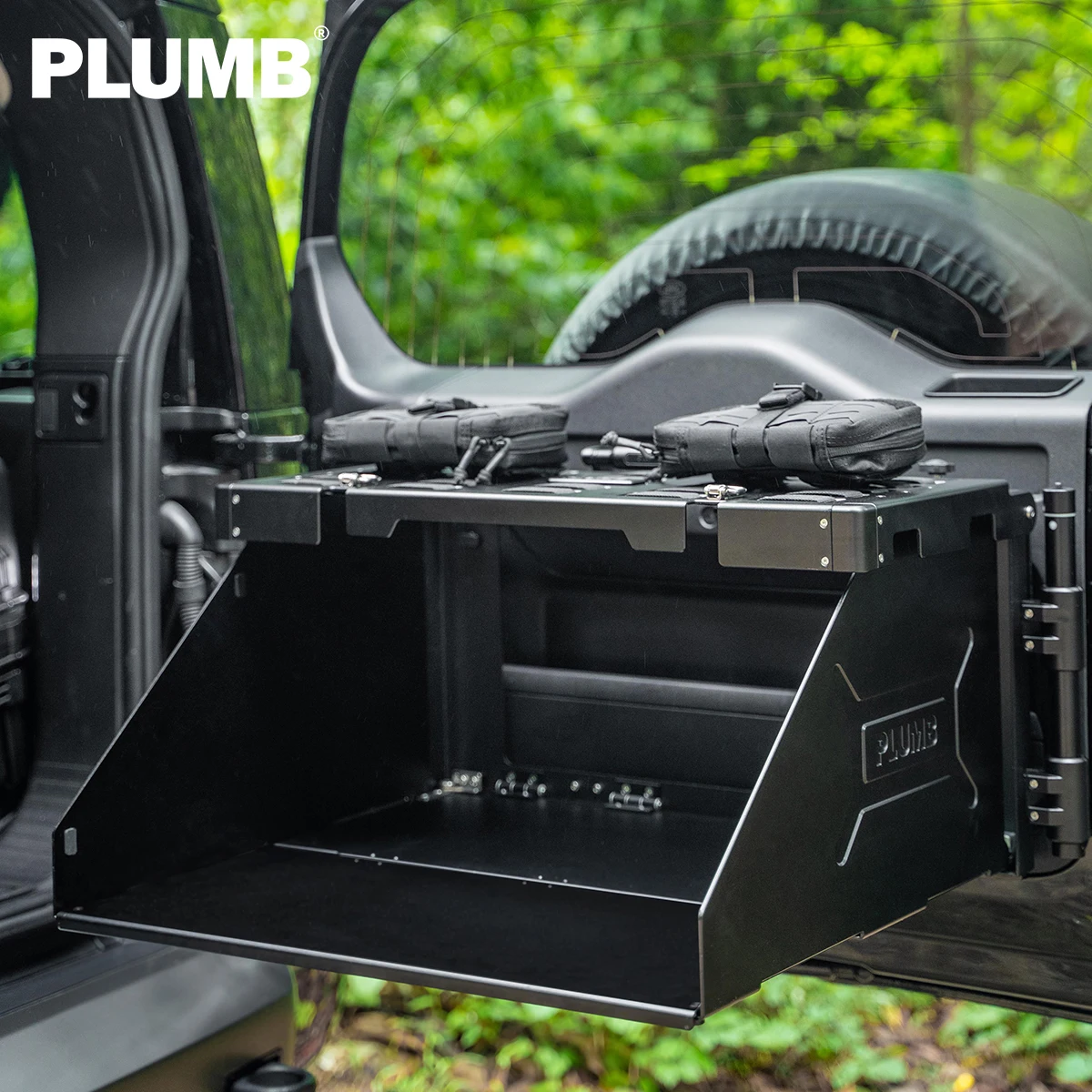 PLUMB Foldable Tailgate Table Shelf - Aluminum Alloy Tailgate Extension Platform for Land Rover Defender 90/110/130