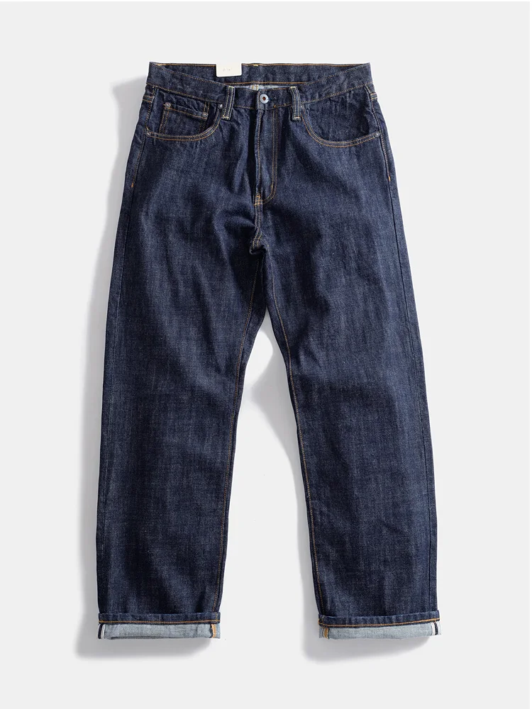 16oz zwaargewicht rode zelfkant denim jeans voor mannen hoge kwaliteit losse rechte broek één wassing herfst casual 100% katoen Y2K 502