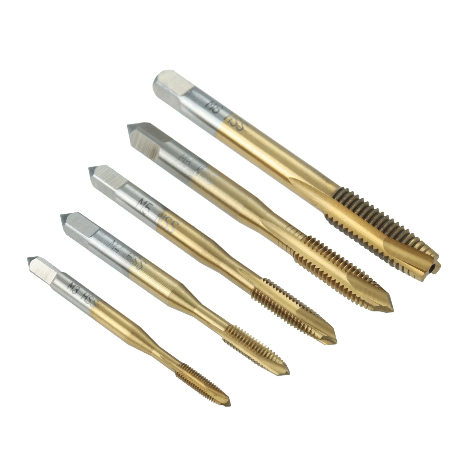 5pcs/set Spiral Point Tap Set Metric Screw Thread Tap Machine Screws Tapping Bits M3 M4 M5 M6 M8 Threading Tool fit Metal Boards