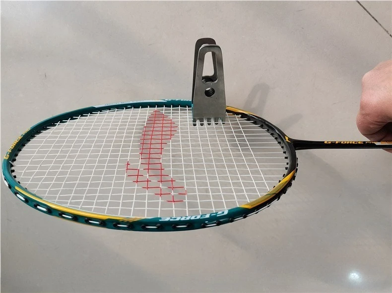 Heavy hammer badminton racket threading machine