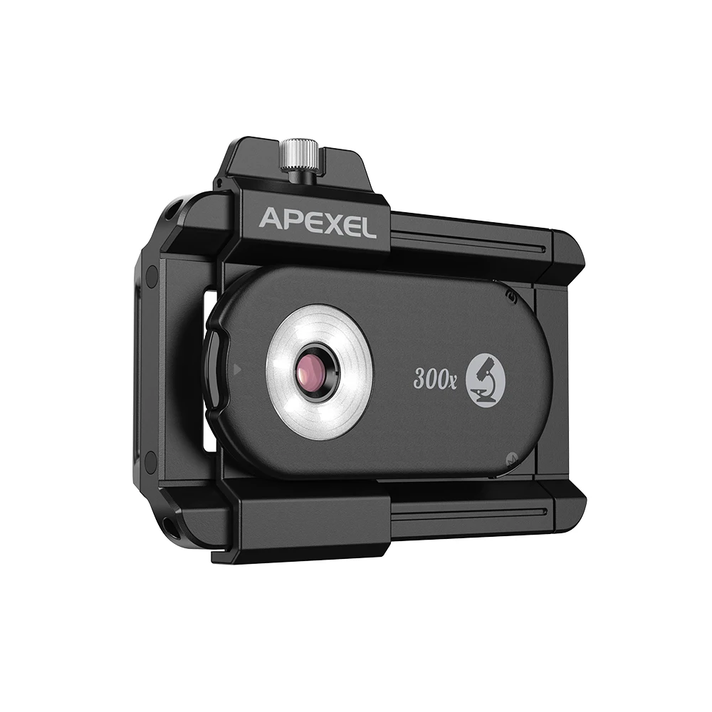 APEXEL Nano Zoom 300X Microscope Lens Mobile Phone Camera Lens Kit Mini Macro Lenses with LED Light for Almost All Smartphones